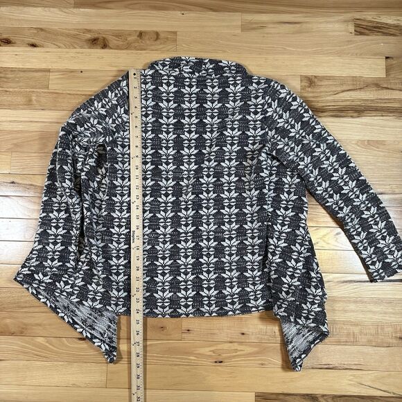 Kut From The Kloth Open Drape Cardigan L Blazer Jacket Black White Textured - Picture 4 of 4